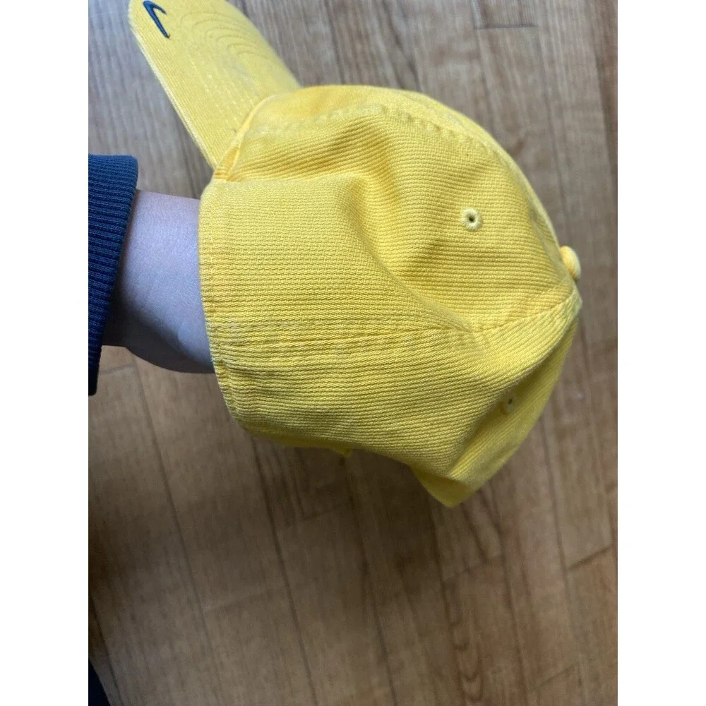 ULTRA RARE VINTAGE Y2K NIKE SPELLOUT YELLOW/BLUE CORDUROY ADJUSTIBLE HAT